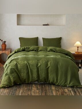 Simple Opulence Linen king Duvet Cover Set - Button Loop